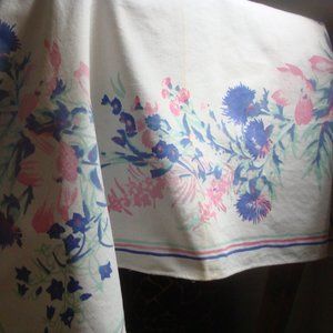 Vintage Pastel Watercolor Floral Tablecloth